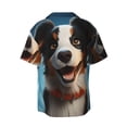 thumbnail image 6 of Daiia Playful Smile Cute Dog Men's Linen Shirts Short Sleeve Casual Shirts Button Down Shirt for Men Beach Summer Wedding Shirt-Large, 6 of 6