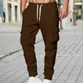 thumbnail image 2 of USNSM Mens Thick Fleece Cargo Sweatpants Heavyweight Elastic Waist Pants with Pockets Baggy Drawstring Jogger Pants Brown XXXL, 2 of 5