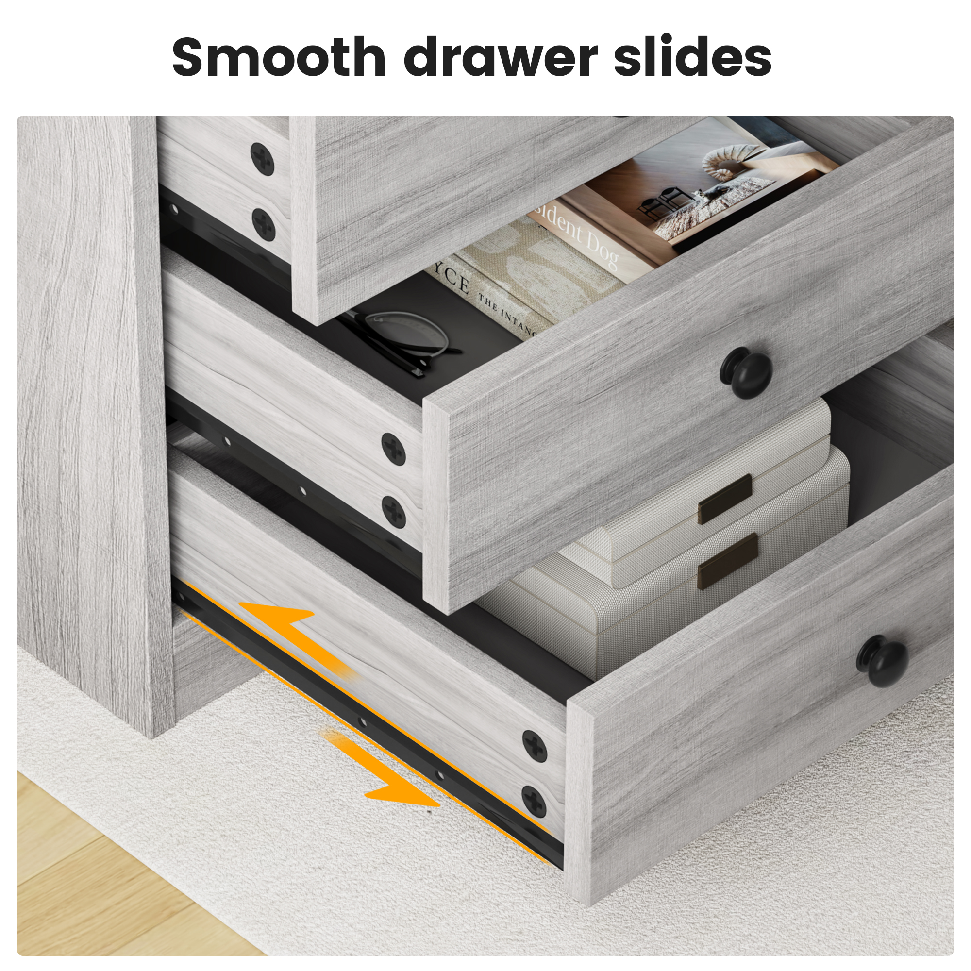 Afuhokles Nightstand with Charging Station, Gray photo 2