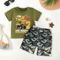 thumbnail image 2 of Ymyiu Boy Summer Outfits Toddler Baby Boy Summer Outfit T-Shirts Top Shorts Set Infant Boy Summer Clothes 3T 4T (Dark Green,3-4 Years), 2 of 4