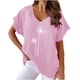 thumbnail image 2 of Fiudx Ofertas de La Semana Blusa Superior de Manga Corta con Cuello En V Regular Estampada a La Moda Sexy de Verano para Mujer, 2 of 6