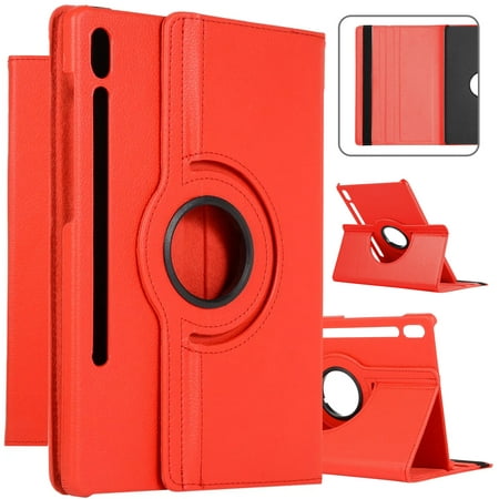 TECH CIRCLE Rotating Case for Samsung Galaxy Tab S8 2022/Tab S7 2020 11 inch,360 Degree Rotating Protective Stand Cover with Auto Wake Sleep for Galaxy Tab S8/S7 SM-X700/X706/T870/T875/T876,Red
