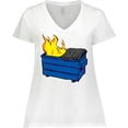 thumbnail image 3 of Inktastic Dumpster Fire Women's Plus Size V-Neck T-Shirt, 3 of 5