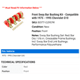 thumbnail image 2 of Front Sway Bar Bushing Kit - Compatible with 1975 - 1995 Chevy G10 1976 1977 1978 1979 1980 1981 1982 1983 1984 1985 1986 1987 1988 1989 1990 1991 1992 1993 1994, 2 of 2