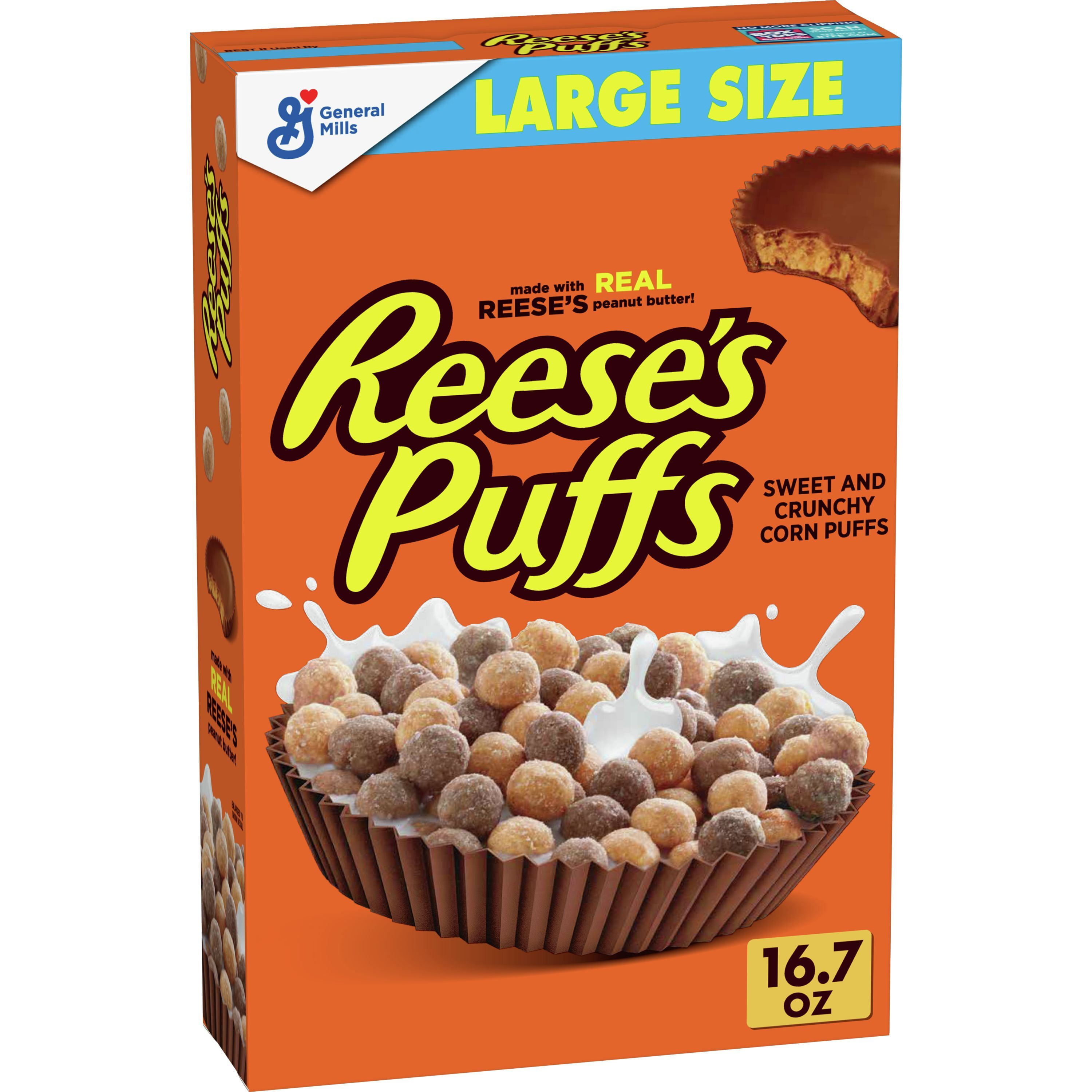 Reese's Puffs, Chocolatey Peanut Butter Cereal, 16.7 OZ Large Size Box