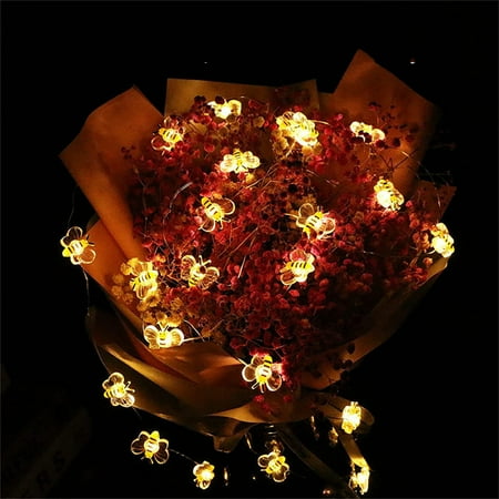 RXIRUCGD String Lights Bee Lights Decor Bee Light String Bee Shaped Lamp Holiday Decoration LED Copper Wire Lamp Prop