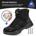 thumbnail image 2 of XQJ Men's Steel Toe Work Boots, Comfortable Lightweight Industrial Construction Shoes, Durable High Top Safety Boots - Black - Size 5, 2 of 12