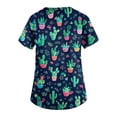 thumbnail image 3 of Kixjoy Plus Size Scrubs for Women Short Sleeve V Neck Animal Printed Nurse Scrubs Stretch Casual Lightweight Tops Medical Womens Uniform Tops with Pockets, Dark Green L, 3 of 6