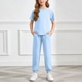 thumbnail image 2 of Girls Active Outfit Set Toddler Girl Comfy Loungewear Solid Short Sleeve Top & Jogger Pants Soft Casual Outfit Set, 2 of 6