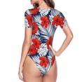 thumbnail image 4 of Naloa Leaves And Flowers Women's Short-Sleeved Onesie, One-Piece Swimsuit for Parties, dates, clubs - Large, 4 of 9