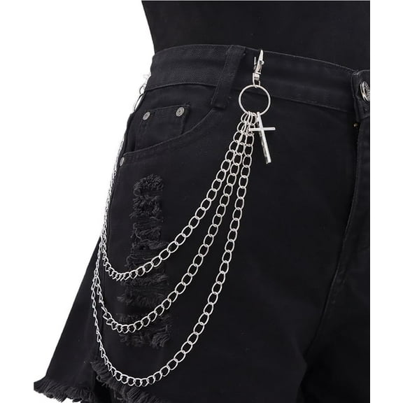 1pc Cross Alloy 3 Layer Chain Belts for Pants 465mm