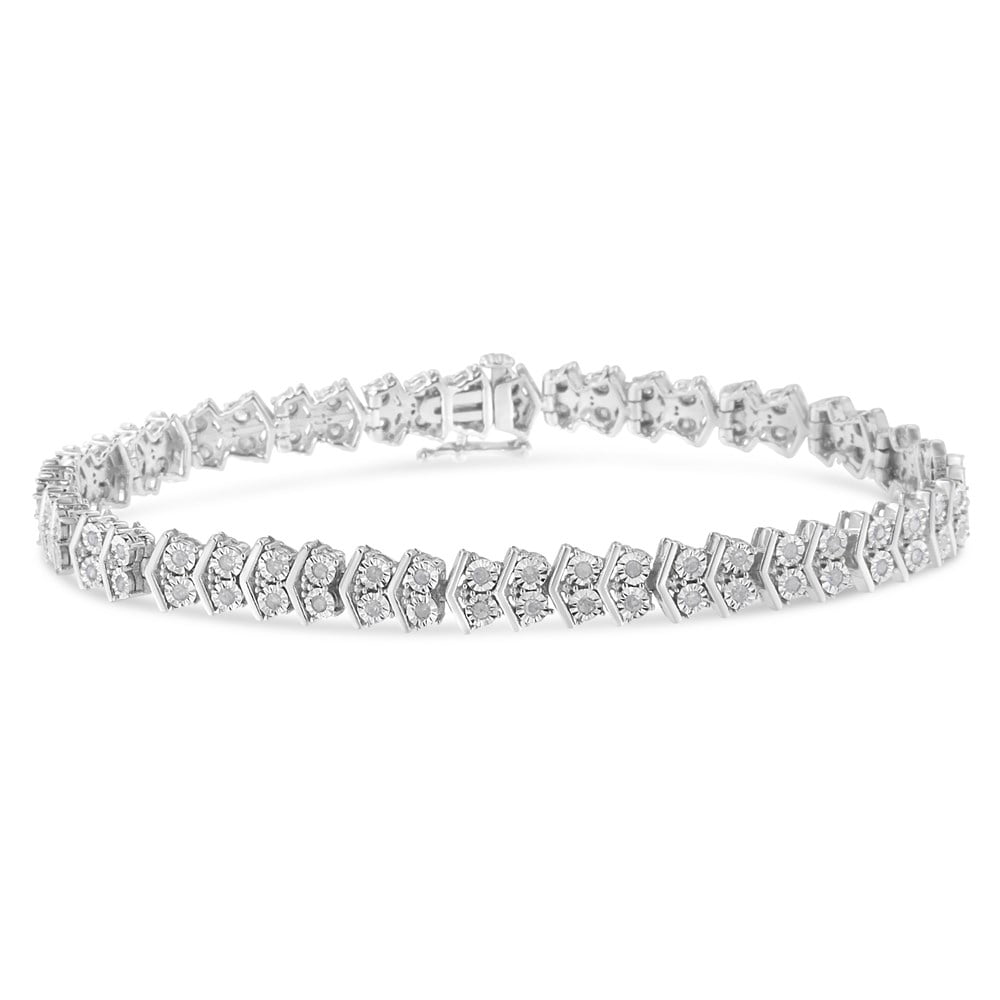 Sterling Silver 1ct TDW Roundcut Diamond Link Tennis Bracelet (IJ, I3