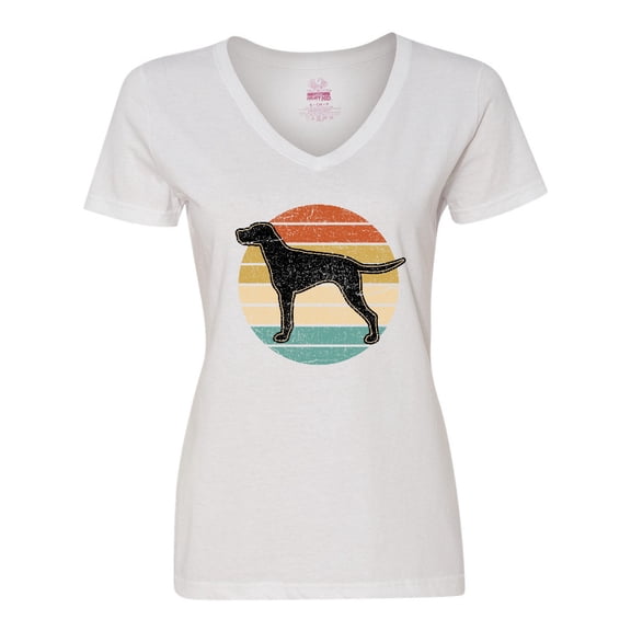 Inktastic Vizsla Dog Retro Sunset Women's V-Neck T-Shirt