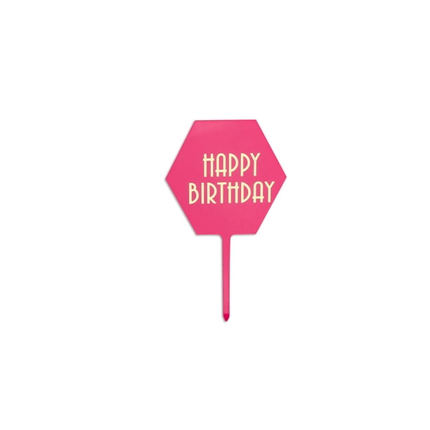 Herramienta DIY para Tartas, decoración para cupcakes, tablero de cumpleaños de autoensamblaje, banderas para plantar tarjetas para pasteles Herramientas y accesorios para hornear Hexagonal/Rojo rosa Yuarrent HA067446-01