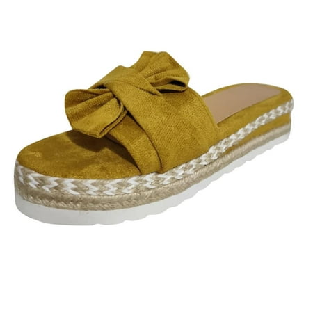Breathable Toe Women s Summer Trendy Sandals for Women Weave Flat Beach Shoes Women s Bow Knot Heeled Sandals Bridal Wedding Open Toe Strap Heels Open on Sandals Bow Women s Sand 6.5