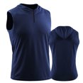 thumbnail image 5 of Men's Casual Sporty Hooded Sleeveless Vest, Breathable Solid Color Pullover for Spring Fall, Layering Piece,Navy,L, 5 of 5