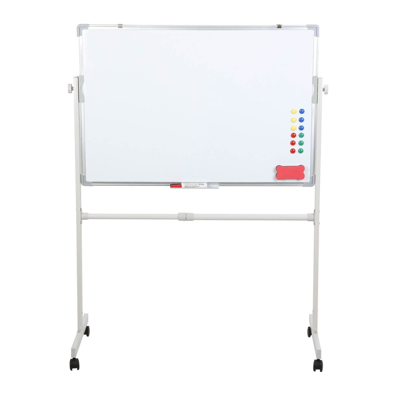 TidBay Rolling Whiteboard, White Board with Wheels, Mobile Whiteboard with Stand, Portable Magnetic Dry Erase Board on Wheels, with 5 Markers, 12 Magnetic Nails & 1 Eraser
