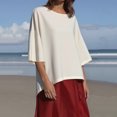 thumbnail image 1 of Top Henley,Blusa informal de manga larga con cuello redondo para mujer, holgada, de poliéster, color liso, para uso diario, sopatenor, 1 of 5