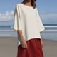 thumbnail image 1 of Blusa para mujer,Blusa informal de manga larga con cuello redondo para mujer, holgada, de poliéster, color liso, para uso diario, sopatenor, 1 of 5