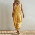 thumbnail image 4 of Womens Jumpsuit Sleeveless Casual Summer Overalls Jumpers Adjustable Strap Baggy Wide Leg Long Pants Rompers with Pockets Yellow, 4 of 6