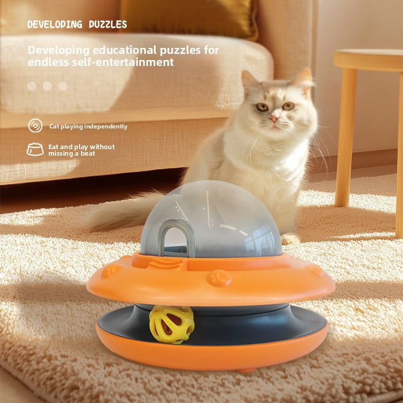 ZZR New Product Pet Remote Control Treat Dispensing Toy Electric Cat Dog Bell Ball Flying Saucer Puzzle Hidden Food Automatic Feeder