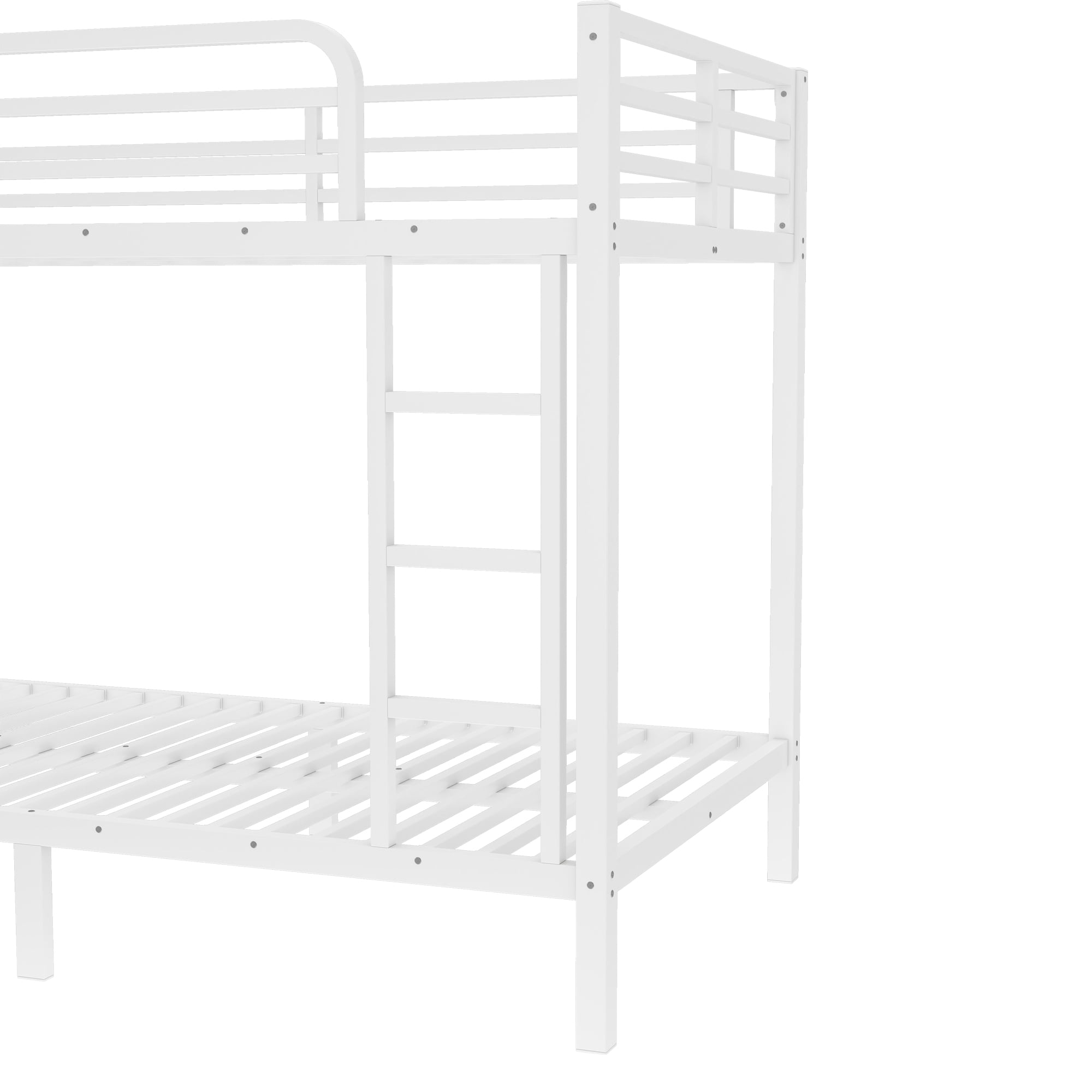 Aukfa Heavy Duty Twin XL over Twin XL Metal Bunk Bed for Kids, Teens and Adults, Space-Saving, White