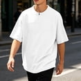 thumbnail image 2 of FRSASU Polo Shirts for Men Short Sleeve Quarter Zipper Collar Shirts Casual Fashion Oversized Tops White, 2 of 9