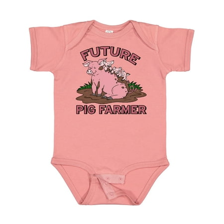 

Inktastic Future Pig Farmer with Cute Pig Family Gift Baby Boy or Baby Girl Bodysuit