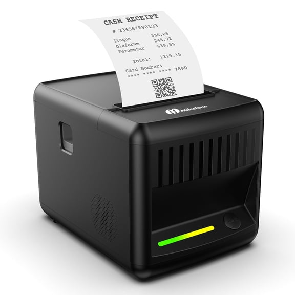 Milestone  80mm Thermal POS Receipt Printer with Auto Cutter, Audio-Visual Alerts, USB/Ethernet, Cash Drawer Compatible