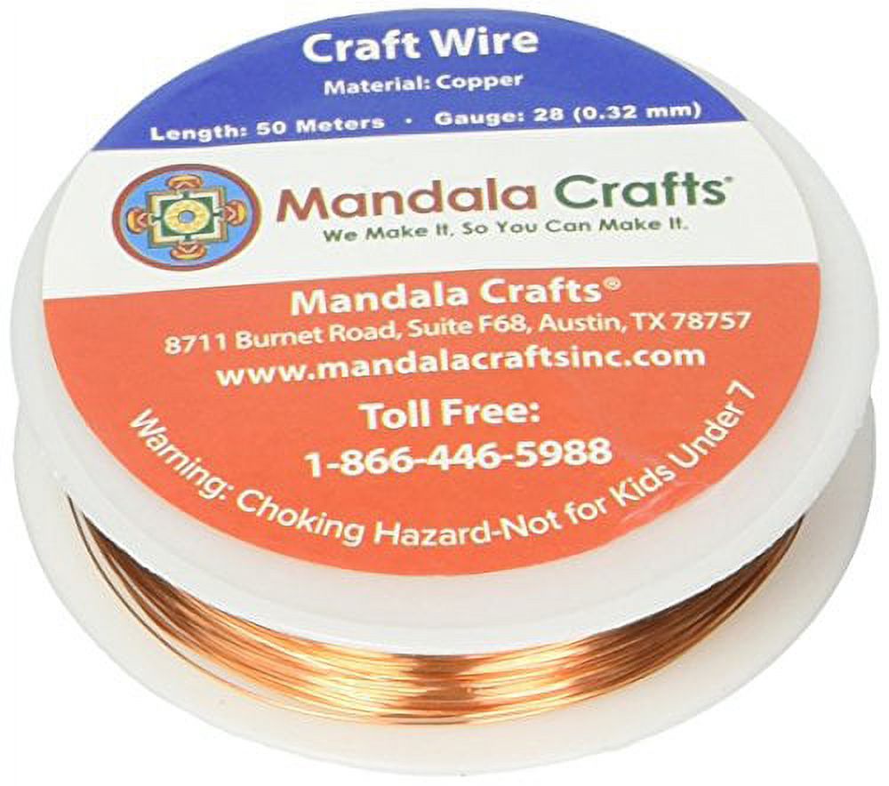 Mandala Crafts Copper Wire for Jewelry Making - Metal Craft Wire for Crafts  - Tarnish-Resistant Beading Jewelry Wire Coil Wire for Jewelry Wrapping  Bare Copper 28 Gauge 55 Yards 