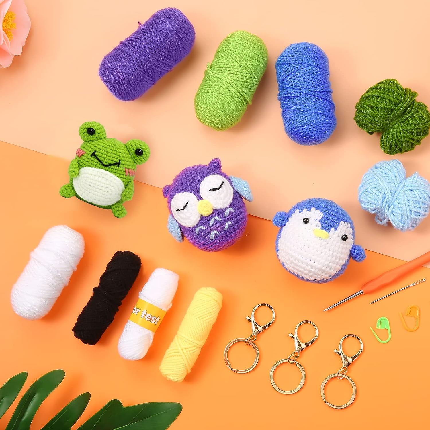 3 Pcs Complete Crochet Kit Beginner Frog Penguin Owl Crochet