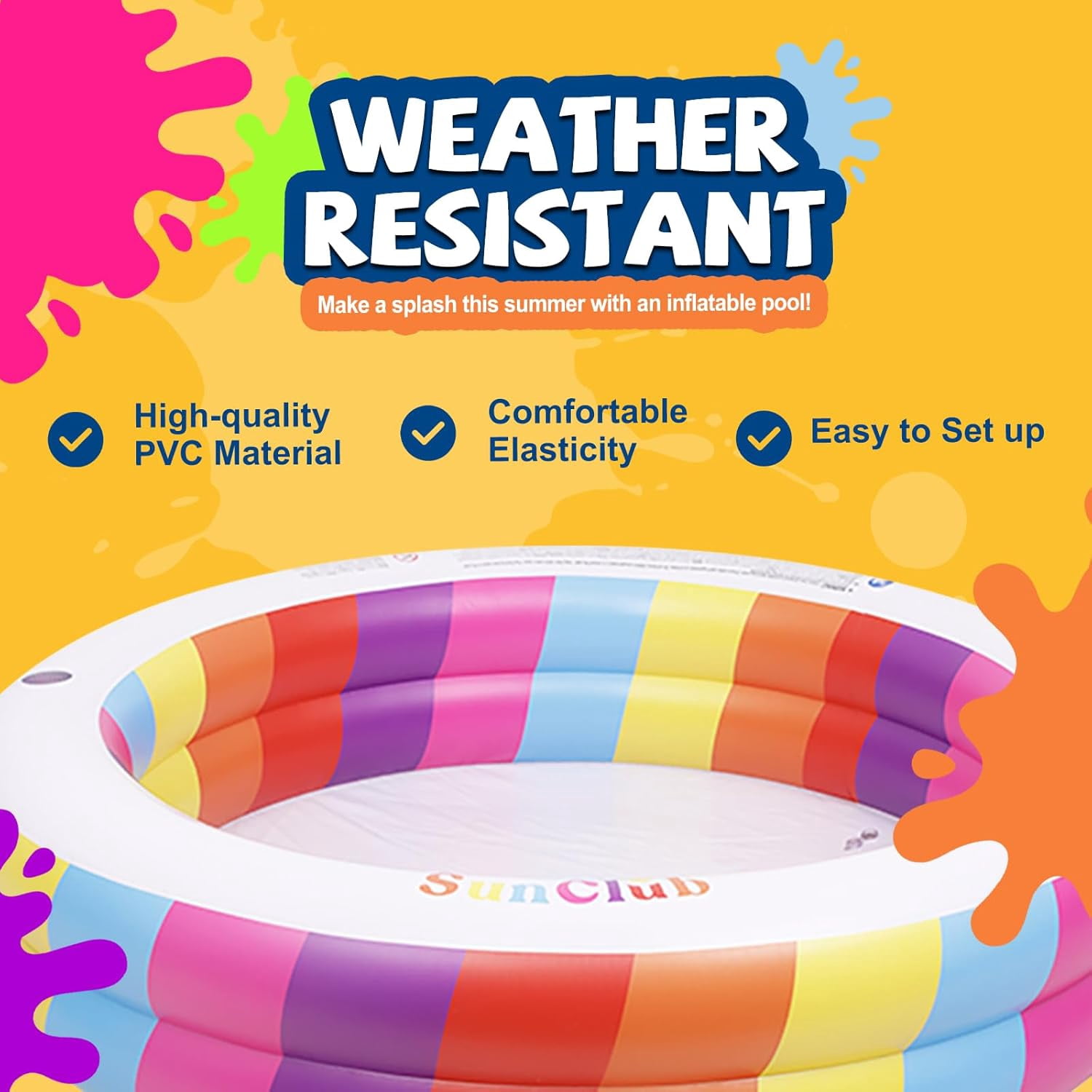 Inflatable Swimming Pool for Outdoor Garden - Round Pool with 73.5 Inch Diameter