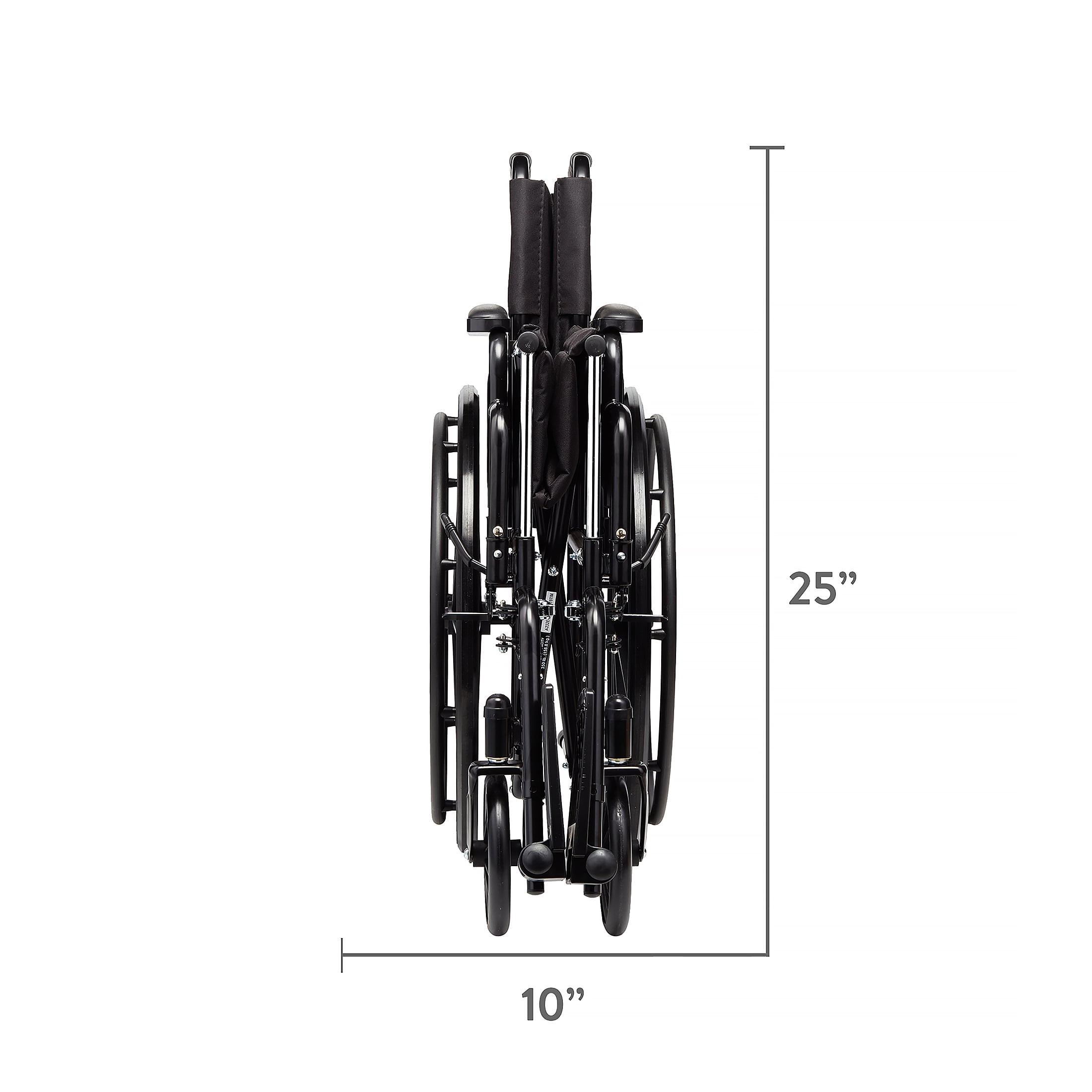Equate Wheelchair With Large 20” Padded Seat, Removable Swing-Away Footrests, Foldable, Black