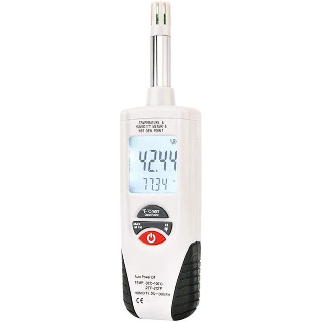 Medidor de temperatura de humedad digital portátil con retroiluminación LCD grande y apagado automático, higrómetro de temperatura y humedad de pantalla dual kaili Sencillez