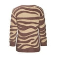 thumbnail image 4 of ALLLIST Fall Ladies Sweaters Pullover Brown Tiger Stripe Long Sleeve Raglan Sweaters Teen, 4 of 6