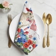 thumbnail image 2 of 4th of July Cloth Napkins, Independence Day Patriotic Flowers Cat Grey Washable and Reusable Dinner Napkins Set of 6, Table Napkin for Kitchen Party Birthday Wedding Hotel Housewarming 20"x20", 2 of 9