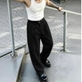 thumbnail image 2 of Nestiefly Men's Baggy Casual Dress Pants Wide Leg Pants Old Money Pleated Loose Relaxed Fit Slacks Business Trousers Black L, 2 of 7
