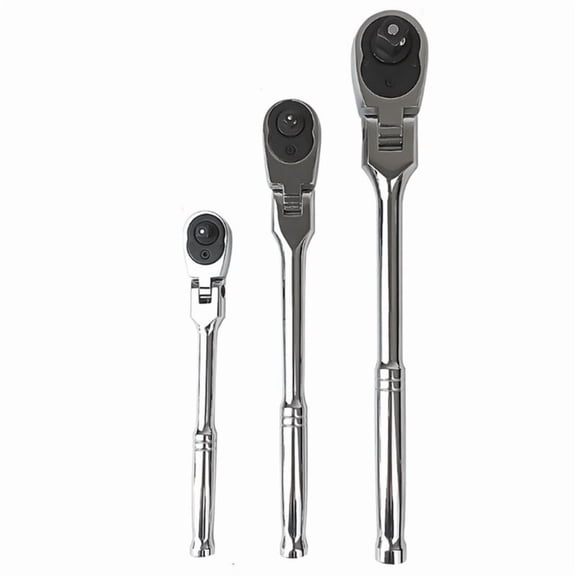 3-Piece Flex-Head Ratchet Set, 1/4", 3/8", 1/2" Drive Ratchet, 72-Tooth with Quick-Release Reversible Design