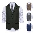 thumbnail image 1 of Men's Herringbone Tweed Suit Vest Retro Lapels Vest M88, 1 of 3