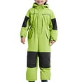 thumbnail image 3 of YunPes Kids Girls Snowsuit One Piece Fleece Lined Color Block Snow Ski Zip Up Hooded Jacket Winter Warm Windproof Jumpsuit, 3 of 9