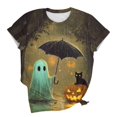 thumbnail image 6 of QQZ Loose Fit Short Sleeve Halloween T Shirts For Women, Witch Ghost Pumpkin Bat Haunted House Graphic Womens Halloween Shirts For Pumpkin Patch Trick Or Treat Halloween Casual Outings, 6 of 6
