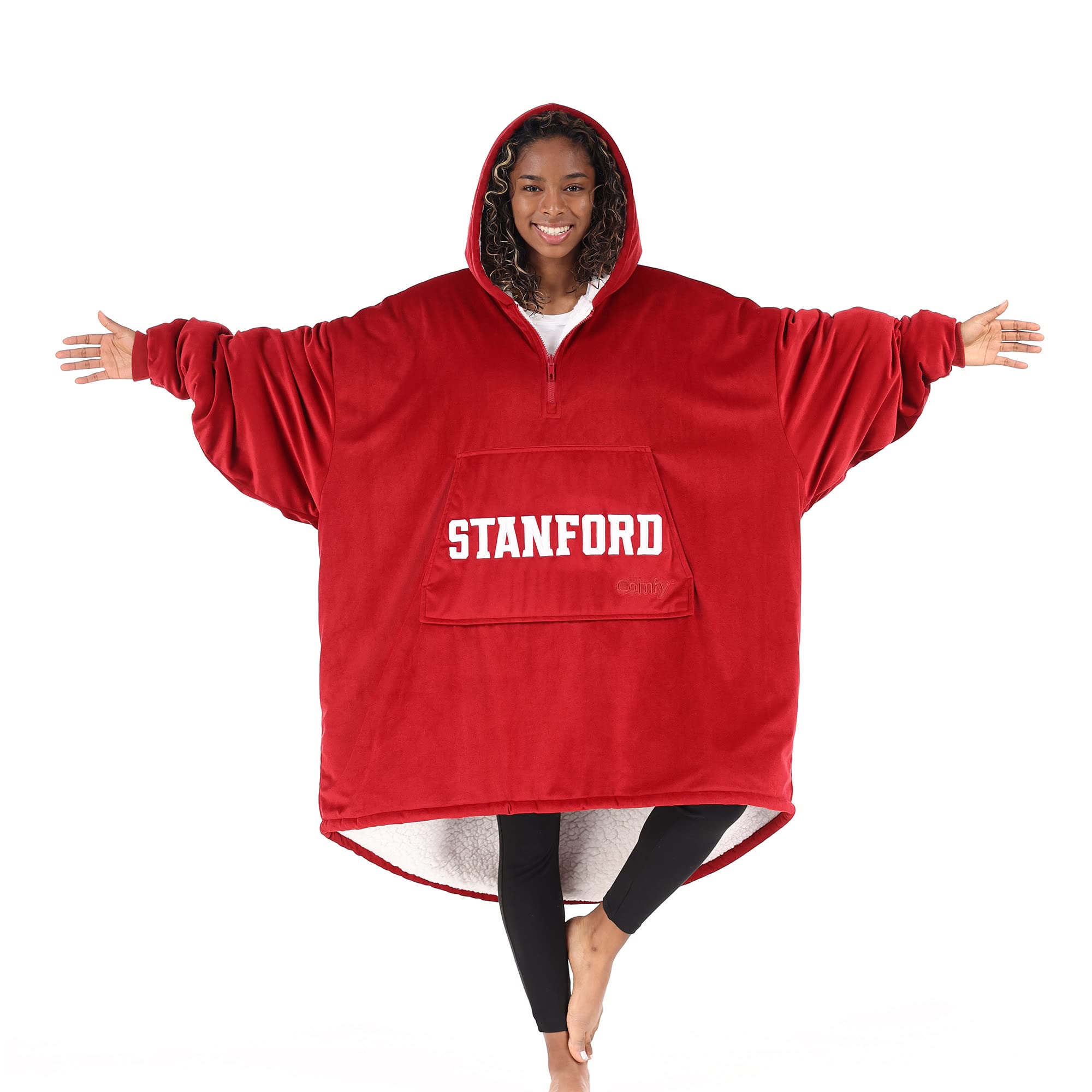 THE COMFY Original QuarterZip Stanford University Logo & Insignia Oversized Microfiber