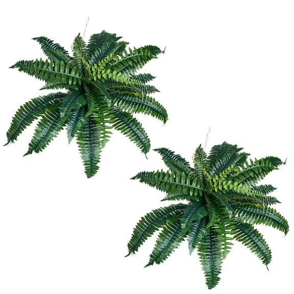 VEVOR Artificial Ferns 2 Pcs, Natural Spread Diameter 31-34 Inch, Large Hanging Artificial Boston Ferns, Fake Plant Wall Decor with 30 Branches, Faux Fern for Home and Office (Flowerpot Unincluded)