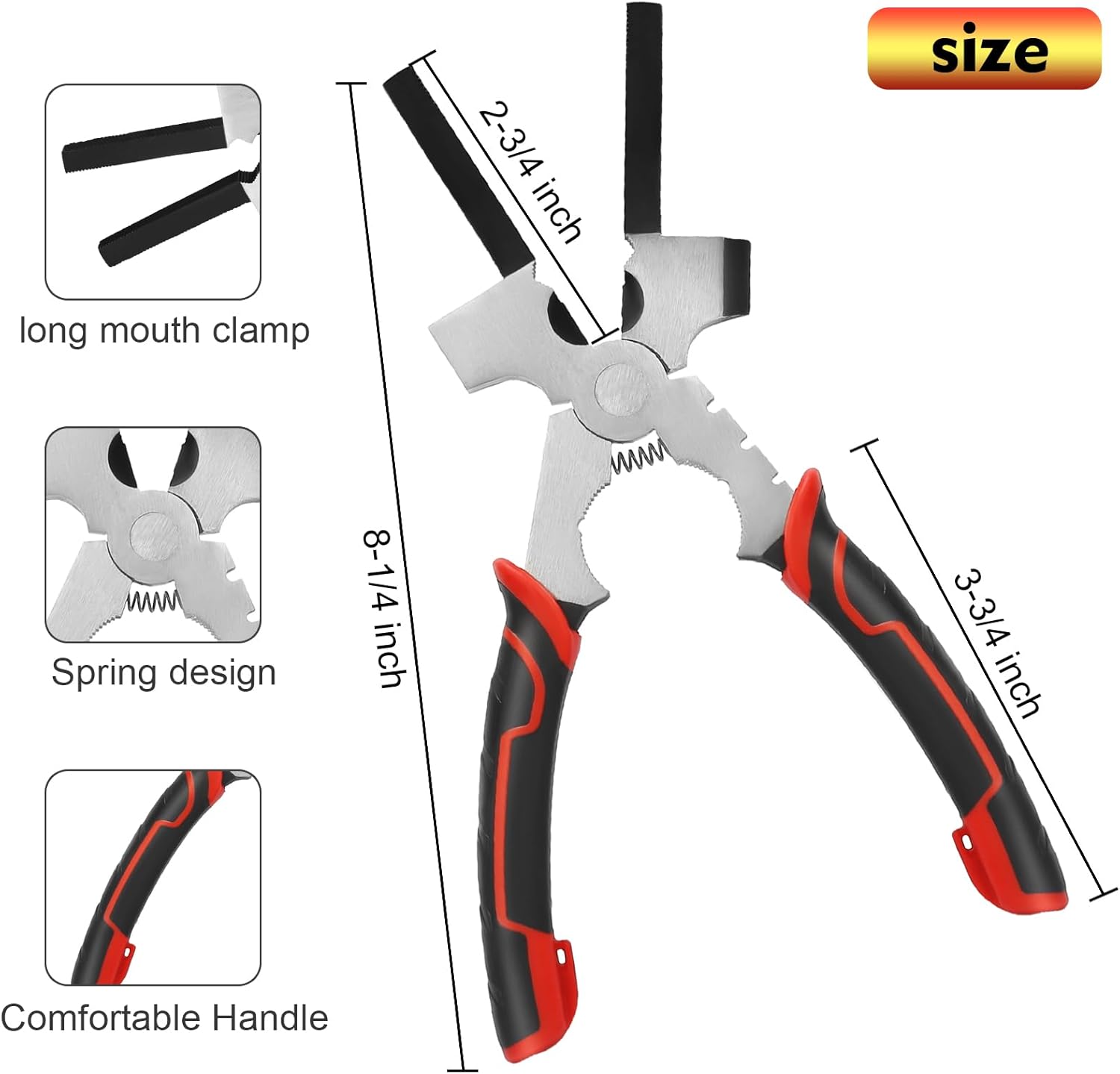 RGHJAR-Welding Pliers,8 Inch,Chipping Hammer,Fine & Coarse Files,Hardened Wire Cutter,Tip Jaw, Pipe Jaws,Mig Nozzle Cleaner,Durable Forged Steel