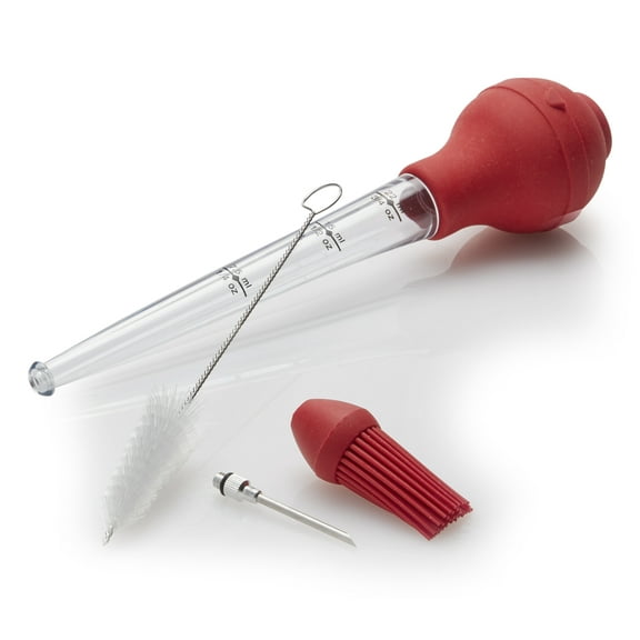 Farberware Professional Dishwasher Safe 3-in-1 Plastic and Rubber Baster in Red