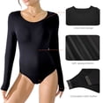 thumbnail image 5 of YUSHOW Body Suits for Womens Long Sleeve Round Neck Casual Second-skin Feel Bodysuit Shirts Black,M, 5 of 7