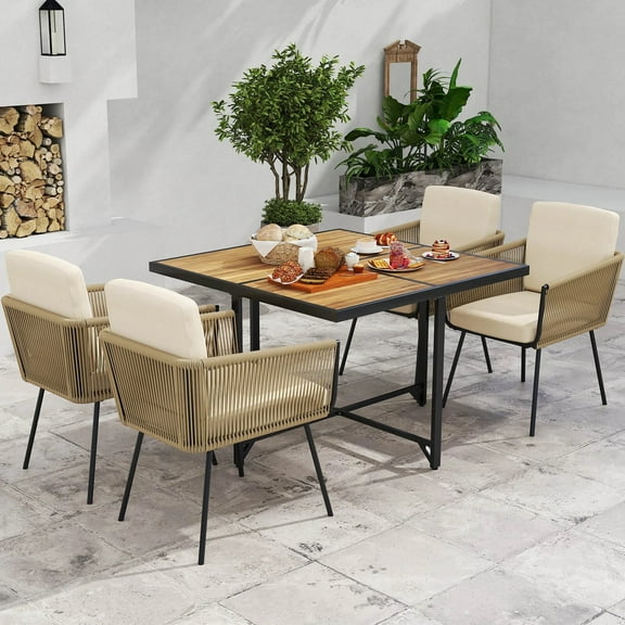Auranook 5 Pieces Patio Dining Set Outdoor Rectangular Table and Chairs Furniture Set