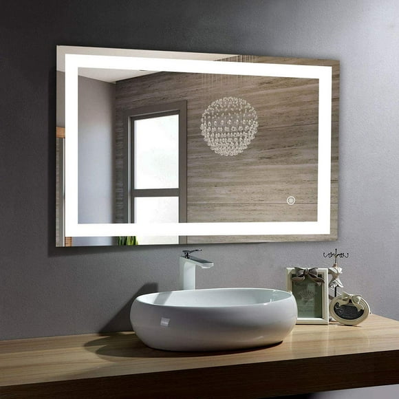 24" X 32" Aluminum LED Bathroom Mirror, Lighted Makeup Mirror Large Wall Mounted Vanity Mirror With High Lumen and 3 Colors Dimmable
