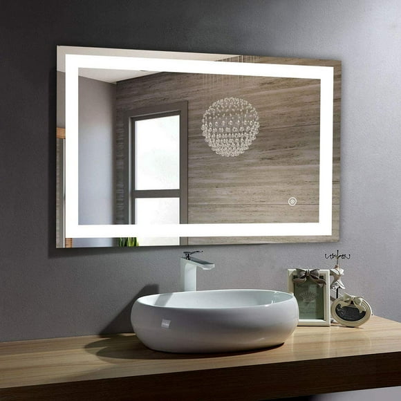 24x32 inch Aluminum LED Bathroom Mirror, Lighted Makeup Mirror Large Wall Mounted Vanity Mirror With High Lumen and 3 Colors Dimmable