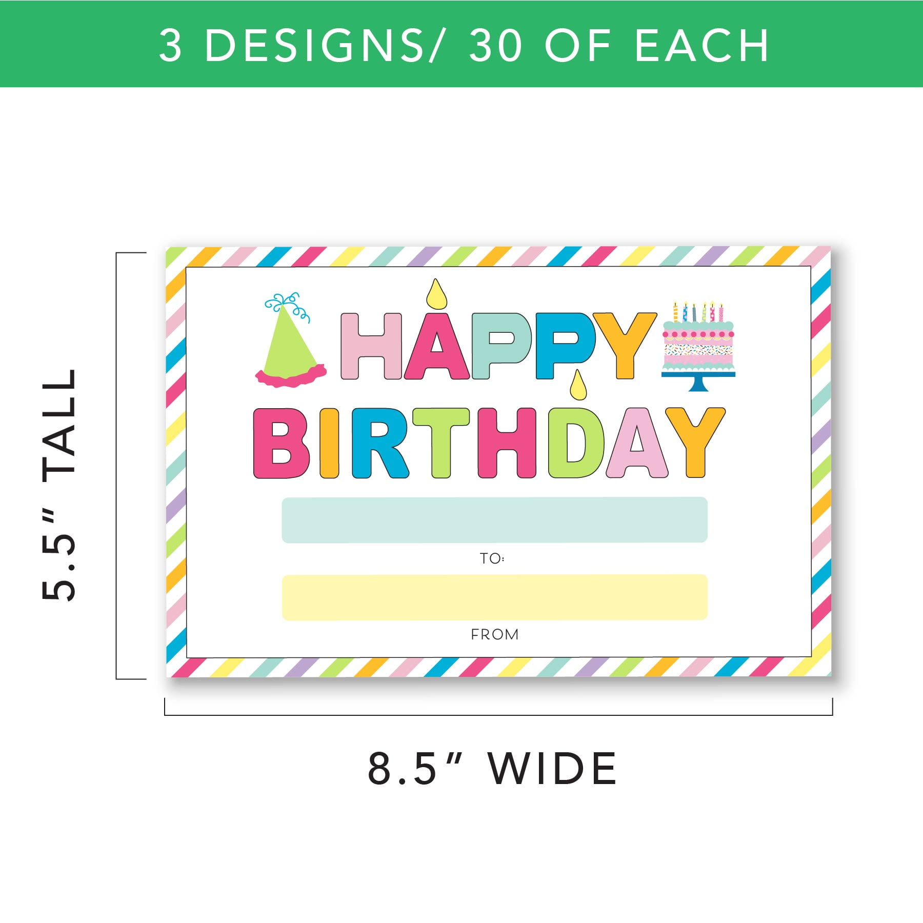 (6 pack) Congrats and Kindness Classroom Awards, Star and Smiley Birthday, 8.5” x 5.5”, 90 Count
